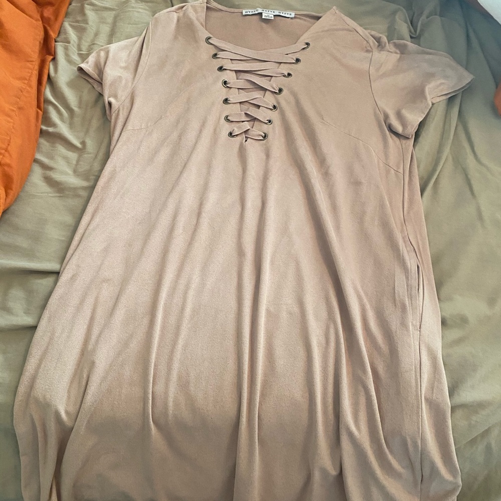 Lace Up T-shirt Dress